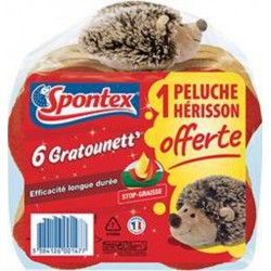 Spontex Eponge tradition n°2 x6 + peluche herisson offerte