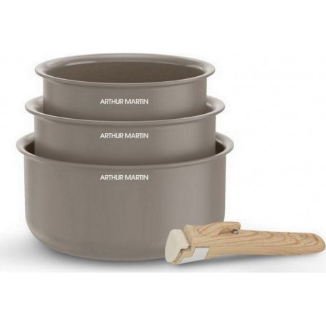 ARTHUR MARTIN Casserole Set de 3 casseroles 16-18-20cm poignée