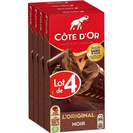Côte d’Or Tablette de chocolat noir L'Original 4x100g 400g