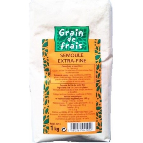 Grain De Frais Semoule Extra Fine Paquet 1Kg l'unité de 1.0Kg
