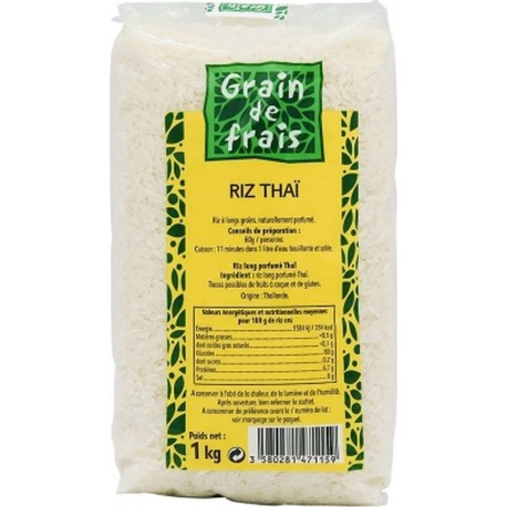 Grain De Frais Riz Parfumé Thaï Paquet 1Kg l'unité de 1.0Kg