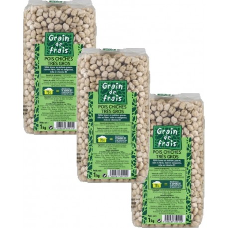 Grain De Frais Lot 3x Pois Chiches Très Gros Paquet 1Kg les 3 unités de 1.0Kg