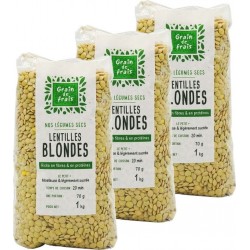 Grain De Frais Lentille Blonde les 3 unités de 1.0Kg