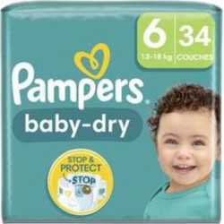 PAMPERS BABY DRY COUCHE JETABLE PANTY SAC Taille 6 13-18 KG EXTRA LARGE UNISEXE x34