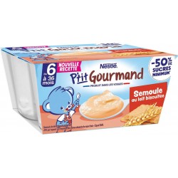 NESTLE Dessert bébé semoule au lait biscuit les 4 pots de 100g