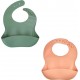 Silicone Lot De 2 Bavoirs 1 Vert Cactus + 1 Peche