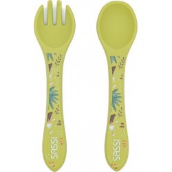 Silicone Set Fourchette Et Cuillère En , Animaux, Sassi Junior