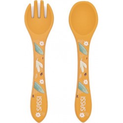 Silicone Set Fourchette Et Cuillère En , Animaux, Sassi Junior