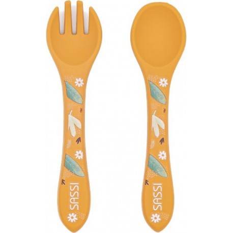 Silicone Set Fourchette Et Cuillère En , Animaux, Sassi Junior