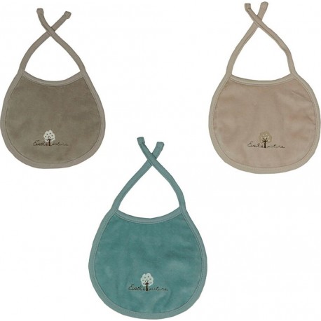 aqua Eveil Et Nature Lot De 3 Bavoirs Naissance 0-3 Mois Coton Bio Taupe//beige