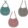 Aqua Eveil Et Nature Lot De 3 Bavoirs Naissance 0-3 Mois Coton Bio /rose/iris