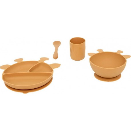 Atmosphera Set Repas Enfant Girafe Jaune Moutarde 20x20cm