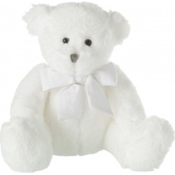 PARIS PRIX Peluche Enfant ourson Nœud 24cm Blanc