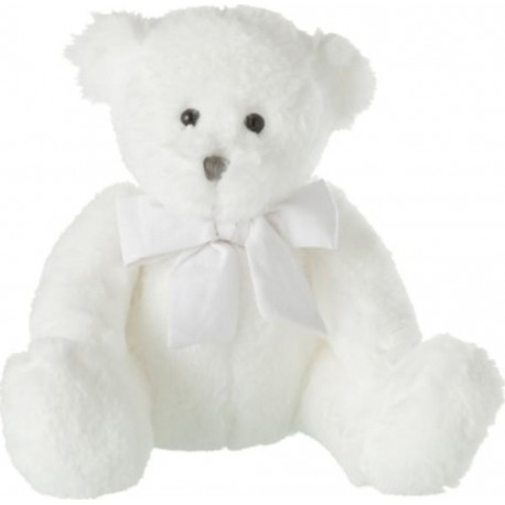 PARIS PRIX Peluche Enfant ourson Nœud 24cm Blanc
