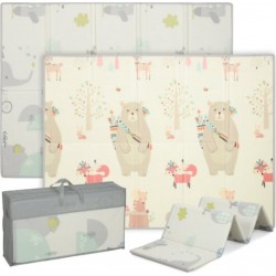 HOMCOM Tapis De Jeu Bébé Pliable Réversible Motif Animaux Forêt Dim. 200 X 150 X 1,5 Cm