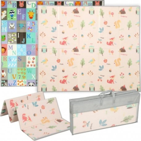 HOMCOM Tapis De Jeu Bébé Pliable Réversible Motif Animaux Forêt Et Chiffres Lettres