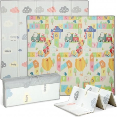 HOMCOM Tapis De Jeu Tapis Enfant Pliable Réversible Chiffres Lettres Colorés