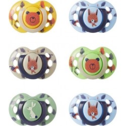 TOMMEE TIPPEE Sucettes Tommee Tippee Fun 6-18 Mois Lot De 6 Forme Orthodontique Symétrique Silicone Sans Bpa