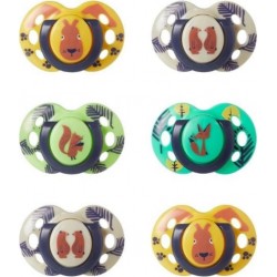 TOMMEE TIPPEE Sucettes Tommee Tippee Fun 18-36 Mois Lot De 6 Forme Orthodontique Symétrique Silicone Sans Bpa