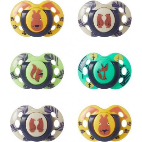 TOMMEE TIPPEE Sucettes Tommee Tippee Fun 18-36 Mois Lot De 6 Forme Orthodontique Symétrique Silicone Sans Bpa