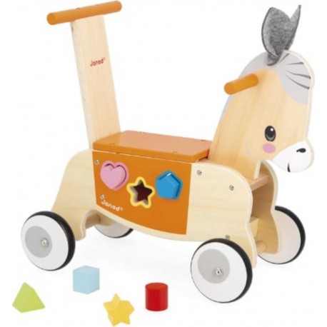 JURATOYS-JANOD Porteur En Bois Coloré Avec Boîte À Formes Pour Enfants