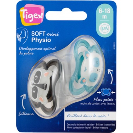 TIGEX Sucettes silicone 6-18 mois Nuit Soft Touch