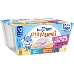 NATURNES Muesli Banane Myrtille Lait entier Blé & Avoine Complets pour Bébé Dès 10 Mois