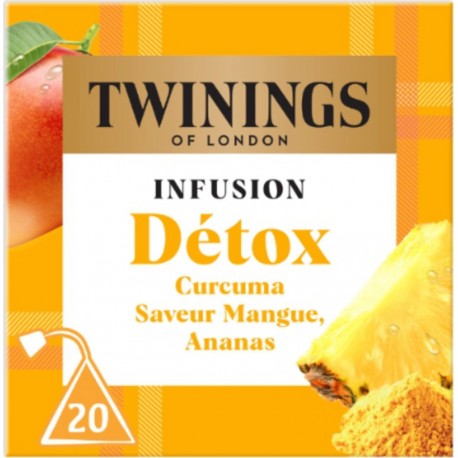TWININGS Infusion Detox Saveur Curcuma, Mangue et Ananas