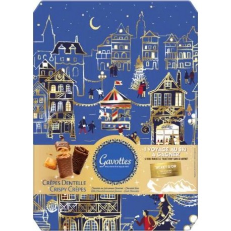 GAVOTTES Assortiment de Biscuits Crêpes Dentelles Chocolat Noir et Chocolat Lait Caramel le calendrier de l'avant de 400g