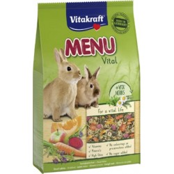 VITAKRAFT Aliment Complet Pour Lapins Nains Sans Sucre Ajouté Vita Herbs Menu Vital