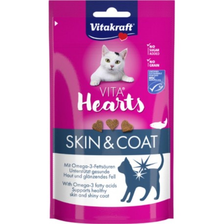 VITAKRAFT Friandises Pour Chat Peau Et Pelage Sans Sucre Ajouté Sans Céréales Saumon VITA Hearts
