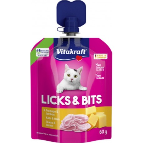 VITAKRAFT Friandise pour Chat Licks & Bits Fromage & Jambon