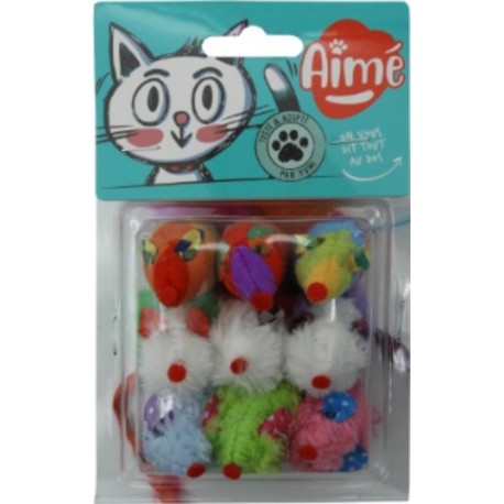 AIME Jouet pour Chat Souris Multicolores