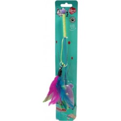 AIME Jouet Pour Chat Canne à Pêche Pointeur Laser Électronique Plumes Multicolores Grelot
