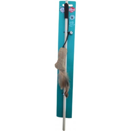 AIME Canne à Pêche pour Chat Jute et Plumes