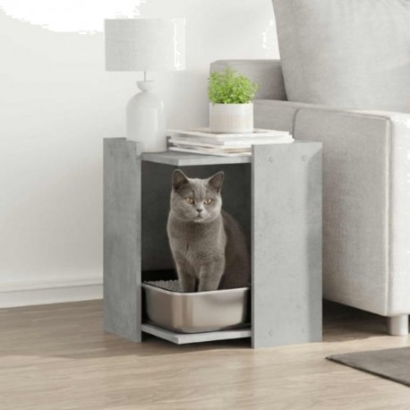 VIDAXL Meuble De Bac À Litière Pour Chat Gris Béton Bois D'ingénierie Vidaxl