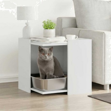 VIDAXL Meuble De Bac À Litière Pour Chat Blanc Bois D'ingénierie Vidaxl