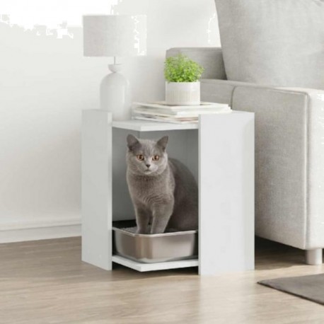 VIDAXL Meuble De Bac À Litière Pour Chat Blanc Bois D'ingénierie Vidaxl