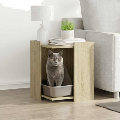 VIDAXL Meuble De Bac À Litière Pour Chat Chêne Sonoma Bois Ingénierie Vidaxl