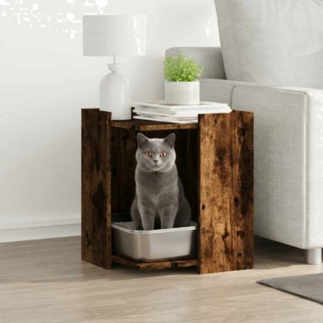 VIDAXL Meuble De Bac À Litière Pour Chat Chêne Fumé Bois D'ingénierie Vidaxl