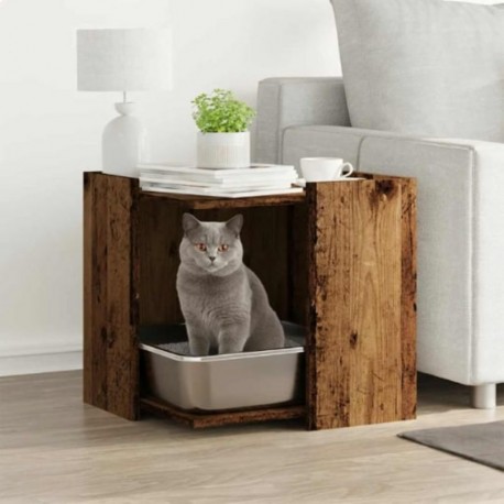 VIDAXL Meuble De Bac À Litière Pour Chat Vieux Bois Bois D'ingénierie Vidaxl