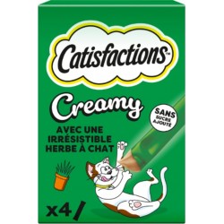 CATISFACTIONS Friandises pour Chat Creamy à L'Herbe à Chat sans Sucre Ajouté