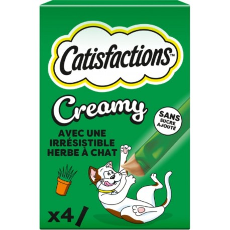 CATISFACTIONS Friandises pour Chat Creamy à L'Herbe à Chat sans Sucre Ajouté