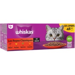 WHISKAS Pâtée Pour Chat Adulte En Sauce Boeuf Poulet Agneau Volaille Les Repas Classiques