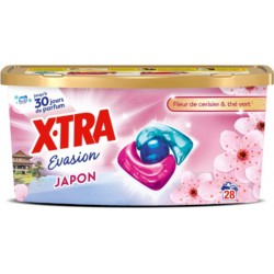 X-TRA Lessive Capsules Fleur de Cerisier & Thé Vert Evasion Japon