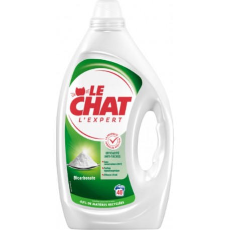 LE CHAT Lessive Liquide Bicarbonate Efficacité Anti-Taches Parfum Hypoallergénique