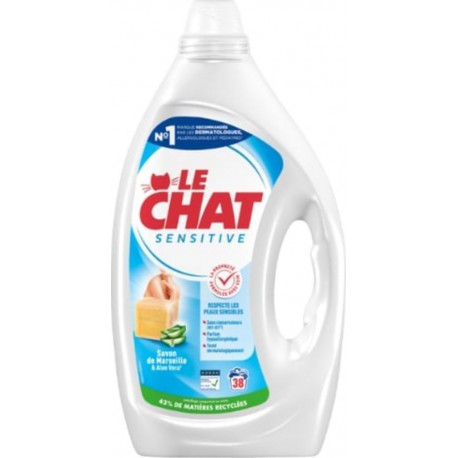 LE CHAT Lessive Liquide Peaux sensibles Savon de Marseille et Aloe Vera