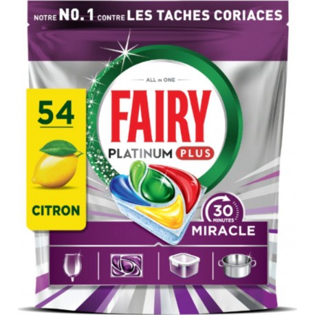FAIRY Tablettes Lave-Vaisselle Platinum Plus 30 Minutes Miracle Citron