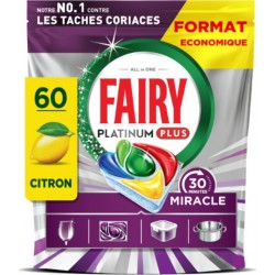 FAIRY Capsules lave-vaisselle Tout en 1 Platinum Plus 30 Minutes Miracle Citron Anti-terne