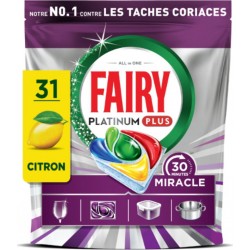 FAIRY Capsules lave-vaisselle Tout en 1 Platinum Plus 30 Minutes Miracle Citron